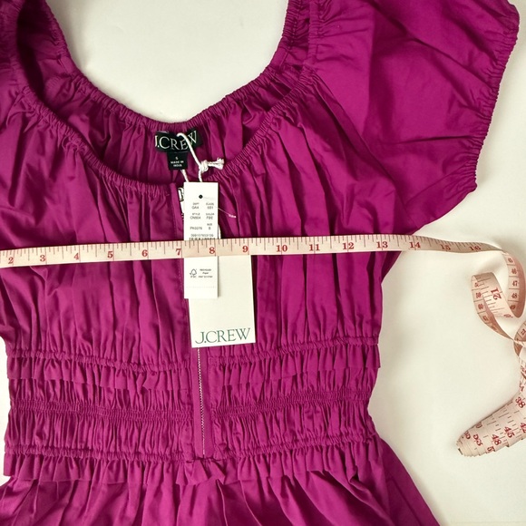 J.Crew Tiered Cotton Poplin Midi Dress Fuchsia Small - Picture 4 of 9